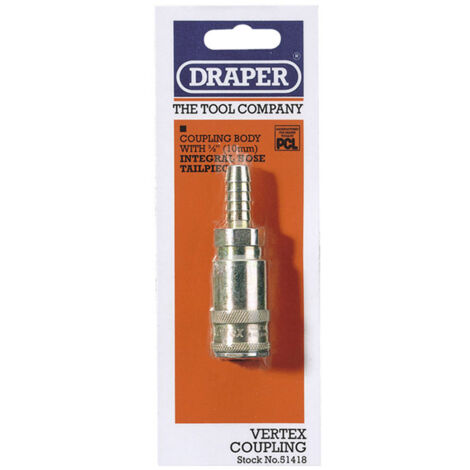 Draper Vertex 3/8" Bore Air Line Coupling with Tailpiece (Model 51418)