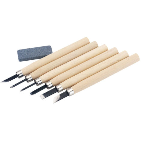 Draper Wood Carving Set with Sharpening Stone (7 Piece) (31777)