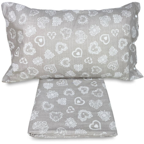 DRAPS COMPLETS MIROS cœur blanc en pur coton style TYROLIEN Un Carré