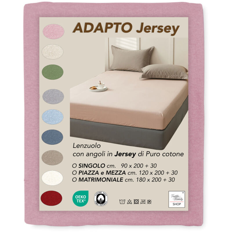 Draps Housse Jersey Adapto Rose - Coton Stretch H30cm - Single, Queen, Double cm. 90x200 Draps Housse Jersey Adapto Rose - Coton Stretch H30cm - Single, Queen, Double cm. 90x200