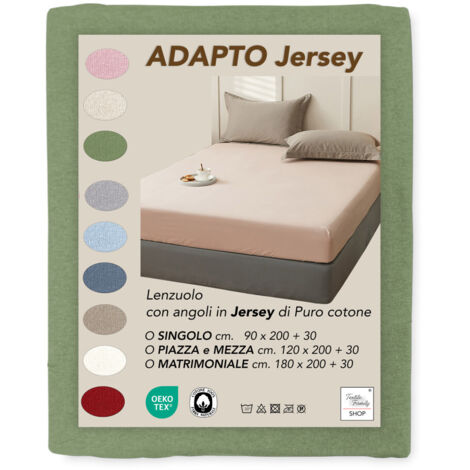 Draps Housse Jersey Vert Adapto - Coton Stretch H30cm - Single, Queen, Double Cm. 120x200