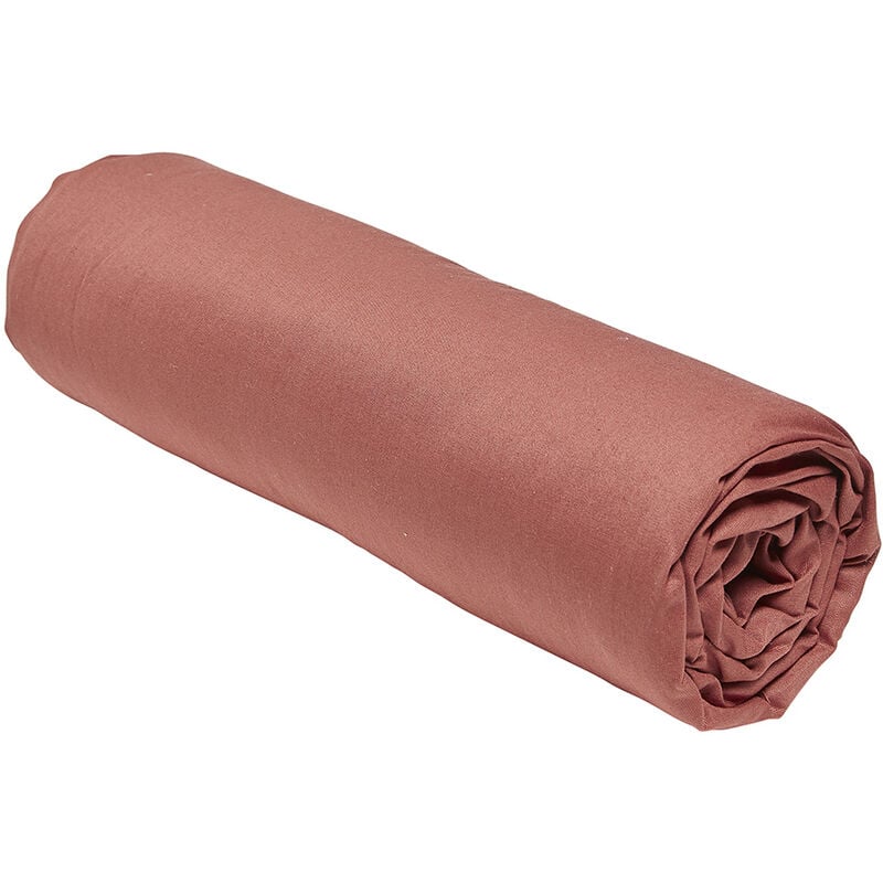 Drap housse 100% coton 180x200 bonnet 30 cm ESSENTIAL Terracotta
