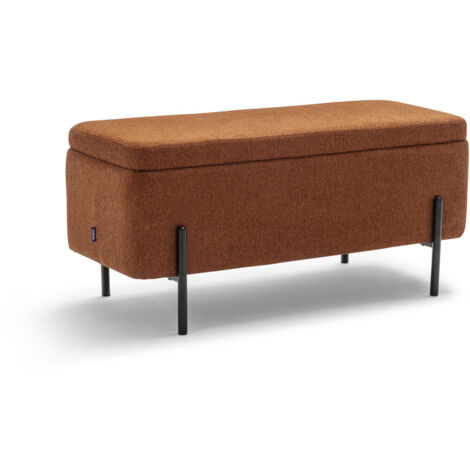 Drawer – Banc coffre en tissu et métal 100cm – Couleur rouille – Hauteur 46cm – Rangement pratique pour petits espaces – Style scandinave