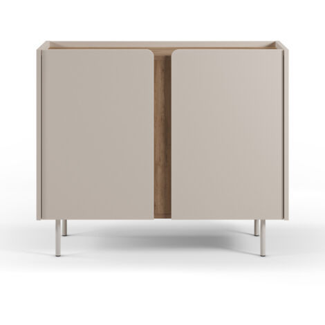 Drawer – Buffet 2 portes bois mélaminé et métal 100cm – Design scandinave moderne – Dimensions 100x82,5x40cm – Pour salon, entrée ou bureau