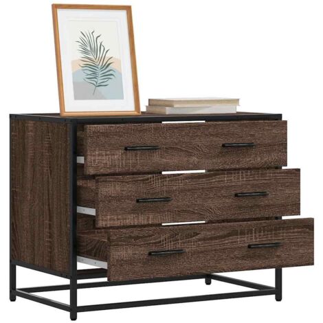 Drawer Cabinet Brown Oak 70x41x56 cm Engineered Wood vidaXL