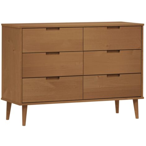 Drawer Cabinet MOLDE Brown 113x40x80 cm Solid Wood Pine vidaXL