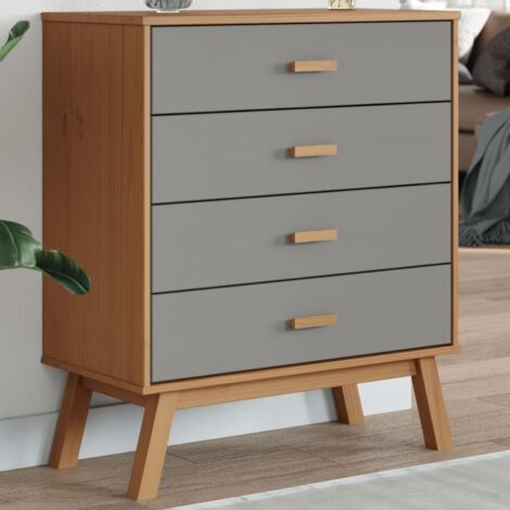 Drawer Cabinet OLDEN Grey and Brown Solid Wood Pine vidaXL