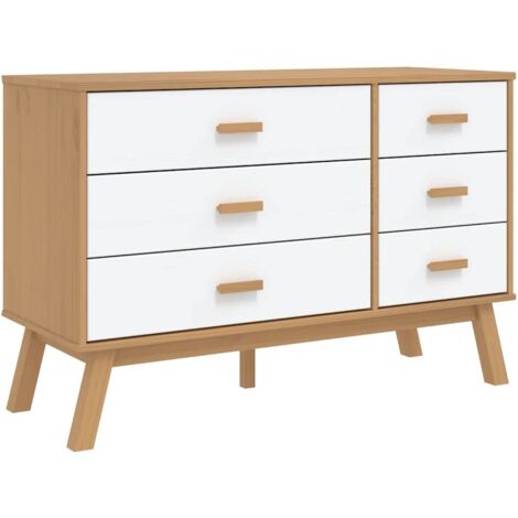Drawer Cabinet OLDEN White and Brown Solid Wood Pine vidaXL