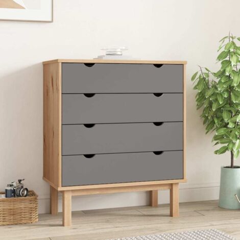 Drawer Cabinet OTTA Brown&Grey 76.5x39.5x90cm Solid Wood Pine vidaXL