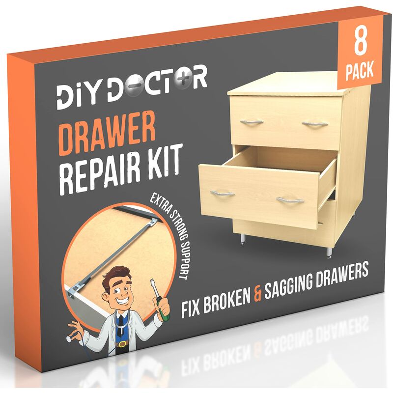 Image of Drawer Doctor 4x Kit Riparazione Cassetti - Kit Attrezzi per Riparazione Cassetti in Legno - Ripara Cassetti - Ripara il tuo Cassetto in Pochi Minuti