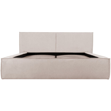 Drawer – Lit coffre en tissu 140x190 cm – Écru – Rangement sous le lit – Matériaux : contreplaqué et tissu polyester – Hauteur 92 cm