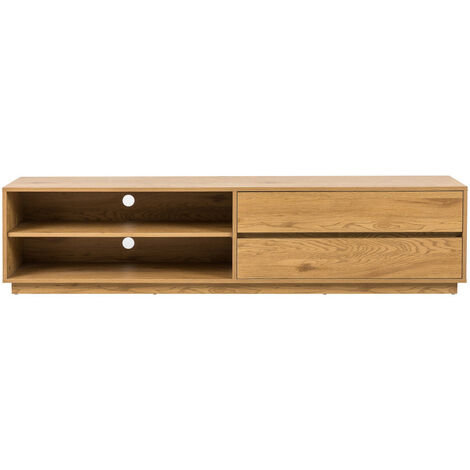 Drawer – Meuble TV 180cm avec 2 tiroirs et 2 niches en bois – MDF et panneau de particules – Design scandinave moderne – Ouvertures passe-câbles