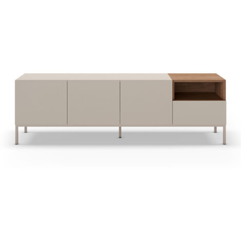 Drawer – Meuble TV en bois mélaminé et métal L180cm – 3 portes, 1 tiroir, 42cm profondeur – Style contemporain pour salon moderne