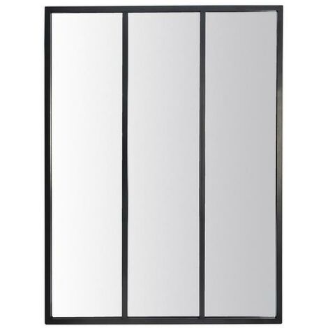 Drawer – Miroir sur pied industriel 90x120cm en métal noir – Effet fenêtre d'atelier – Apporte luminosité et profondeur à votre intérieur