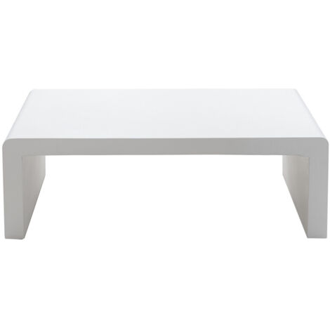 Drawer – Table basse fixe en fibre de ciment 120x55cm – Blanche – Design minimaliste pour salon – Usage intérieur et extérieur couvert