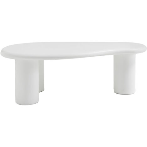 Drawer – Table basse organique en fibre de ciment 120cm – Blanc – Style scandinave épuré – Pour salon moderne et convivial