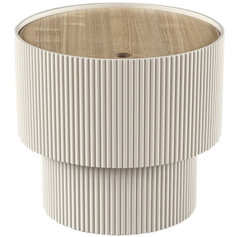 Drawer – Table d'appoint ronde avec rangement en bois médium et placage chêne – Ø38,5cm – Hauteur 35cm – Style contemporain
