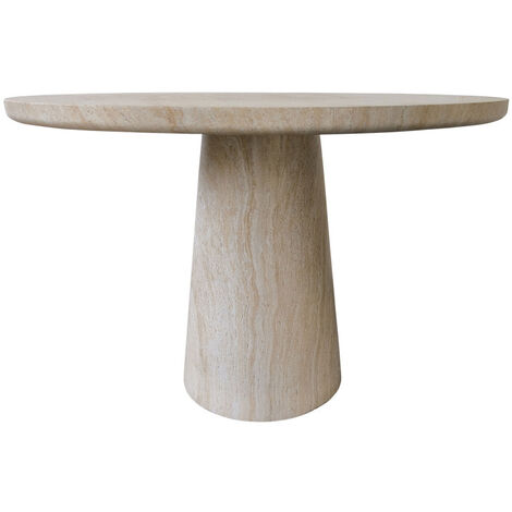 Drawer – Table de salle à manger ronde 4 places – Effet travertin beige – Dimensions 110cm diamètre x 75cm hauteur – Design moderne