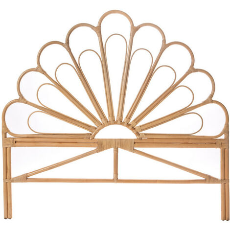 Drawer – Tête de lit en rotin 148cm – Motif géométrique et paon – Installation sans perçage – Compatible lits 2 places