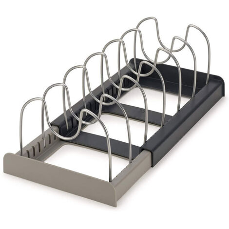Drawerstore Expandable Kitchen Organizer, Plastic, Kitchen Storage Shelf, Dish and Pan Storage Rack (Grey)