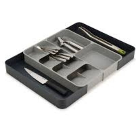 DrawerStore™ Joseph Joseph, organizer estraibile per posate, utensili e gadget, per una conservazione efficiente, design grigio, ideale per i cassetti della cucina.