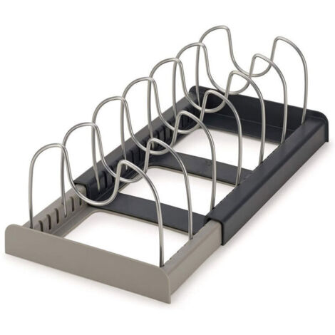 Drawerstore Organiseur Extensible pour matériel de Cuisine, Plastic, Étagère de rangement de cuisine, égouttoir de rangement pour assiettes et casseroles（Gris）