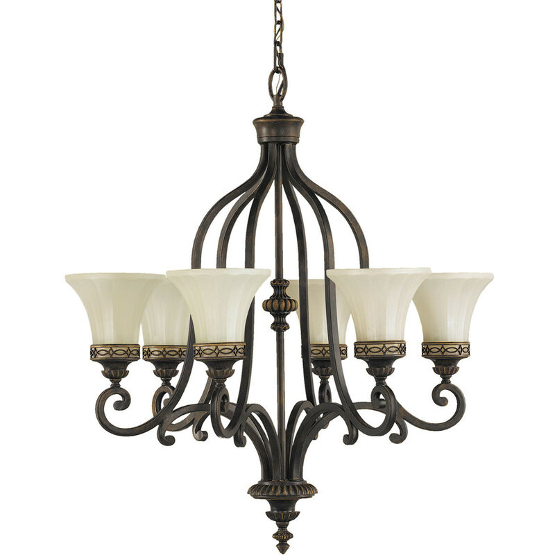 Drawing Room - 6 Light Multi Arm Chandelier Walnut Finish, E27 - Elstead