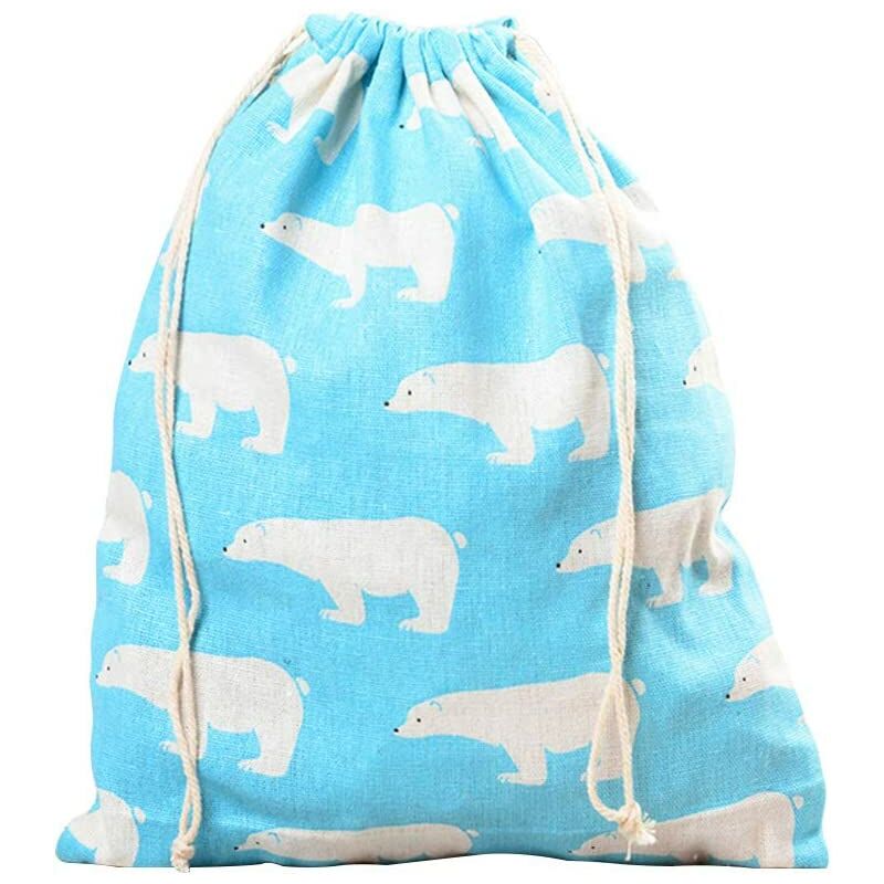 Drawstring Bags Linen Blue Polar Bear Dust-Proof Drawstring Travel Underwear Storage Pouch Pocket for Storage