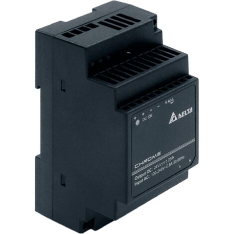 DRC-24V30W1AZ : Alimentation Delta sur rail DIN 24 V/1,25 A, chromée, classe de protection II