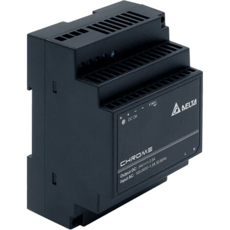 DRC-24V60W1AZ : DRC-24V60W1AZ : Delta sur rail DIN 24 V/2,5 A, chromé, classe de protection II