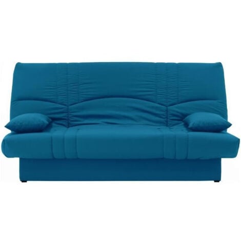 LES TENDANCES DREAM Banquette clic clac 3 places - Tissu bleu canard - Slyle contemporain - L 190 x P92 cm