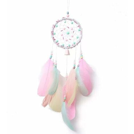 Dream Catcher Blue Tree Of Life With Feathers, Mobile Led Fairy