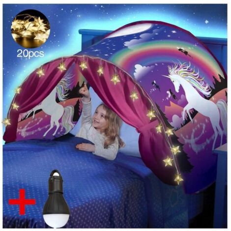 Dream Tents - Kids Pop Up Tente de Lit ,Tentes de rêve Cadeau de Noël pour enfants + 20 LED étoiles Chaîne de Lumières