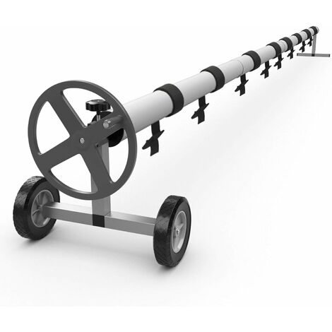 DREAMADE Enrouleur pour Couverture et B?che Solaire de Piscine Hors Sol en Acier Inoxydable et Aluminium Extensible de 4,2M à 4,66M