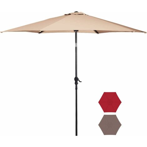 DREAMADE Parasol de Jardin Inclinable 3 M en Fer, 6 Baleines de Fer et Tissu en Polyester, Parasol avec Manivelle pour Jardin, Piscine, Balcon, Résistant aux Rayons UV et à Pluie (Beige)