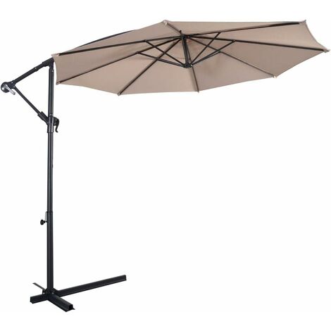 DREAMADE Parasol Déporté Inclinable de Jardin Parapluie Banane Tissu en Polyester Diamètre 3Mètre Hauteur 2,45 Mètre avec Manivelle Rotative (Beige)