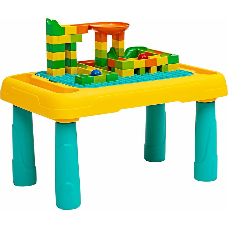 DREAMADE Table de Blocs de Construction pour Enfants, Table d��Activit�� pour Enfants avec Double Face R��versible, Table de Jeu pour Chambre B��b��,