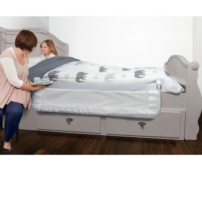 sans marque - barriere de lit extra-large pliable et portable dreambaby nicole - 150 x 50 cm - blanche