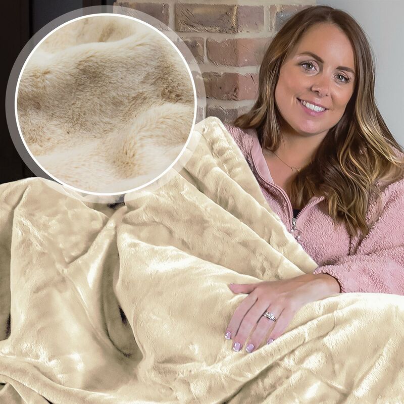 Dreamcatcher - Faux Fur Throw 160x130cm Soft Blanket Throw Cream