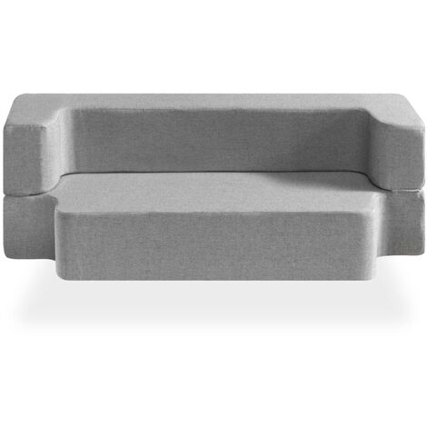 Dreamdi – Canapé-lit convertible pour enfants 120x60 cm – Mousse polyuréthane HR – Tissu stretch gris – Léger et facile à déplacer
