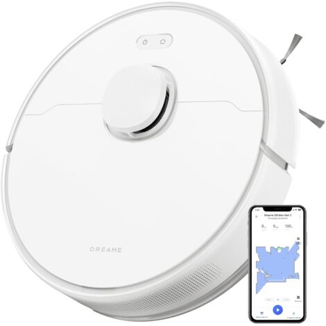 Dreame D9 Max Gen 2 Robot Aspirapolvere Lavapavimenti con Mappatura 6000Pa Navigazione LDS Polvere Fino 570ml Mappatura Multilivello Controllo App&Alexa Aspirazione Tappeti Peli Animali Bianco
