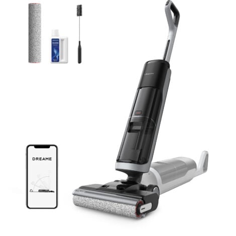 DREAME Pro Nass und Trockensauger, 18 kPa Saugkraft, 180° Lie-Flat, Cura Della Spazzola a 60 °C,Asciugatura in 5 min, Dosaggio Automatico del Detergente, Controllo Tramite App