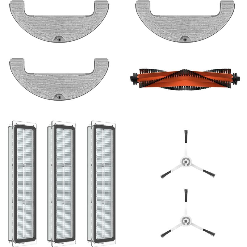 Image of Kit accessori per D10 Plus, 1x Spazzola principale, 2x Spazzole laterali, 3x Filtro antipolvere, 3x Panno lavabile per l'aspirapolvere Robot D10