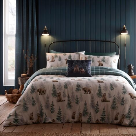 Dreams & Drapes Lodge - Set copripiumino in cotone spazzolato, per letto super king size, colore: naturale