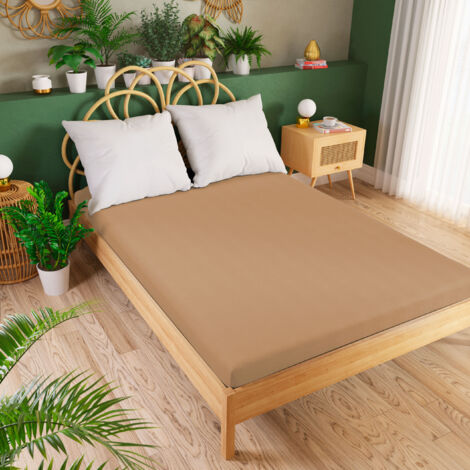DREAMY PREMIUM Drap housse en jersey marron 140x200cm