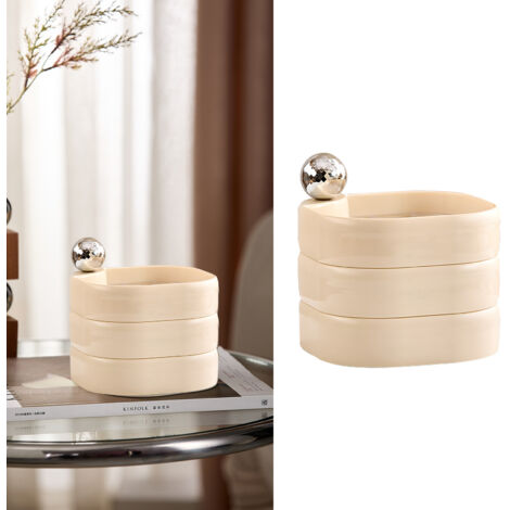 Drehbare, antioxidative Schmuckschatulle aus Kunststoff mit mehreren Fächern für Armbänder und Kopfhörer, ideal für Reisen, cremefarben