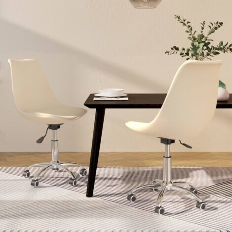 Drehbare Esszimmerstühle 2er-Set Creme Stoff