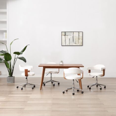 Drehbare Esszimmerstühle 4 Stk. Weiß Bugholz und Kunstleder vidaXL