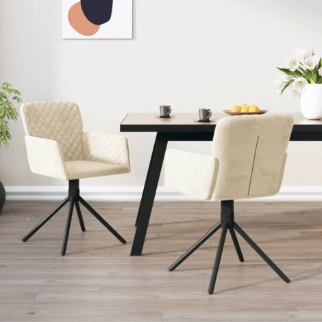 Drehbare Esszimmerstühle im 2er-Set Creme Samt