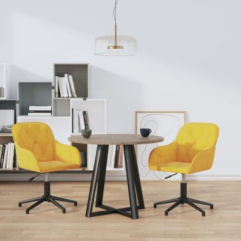 Drehbare Esszimmerstühle im 2er Set Gelb Velours